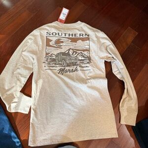 Southern Marsh Men's Tan Long Sleeve Tee with Graphic
